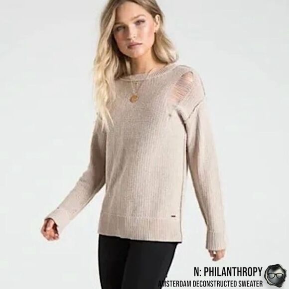 N:PHILANTHROPY AMSTERDAM DECONSTRUCTED SWEATER IN AUTUMN BLONDE BEIGE SIZE SMALL - Picture 7 of 16